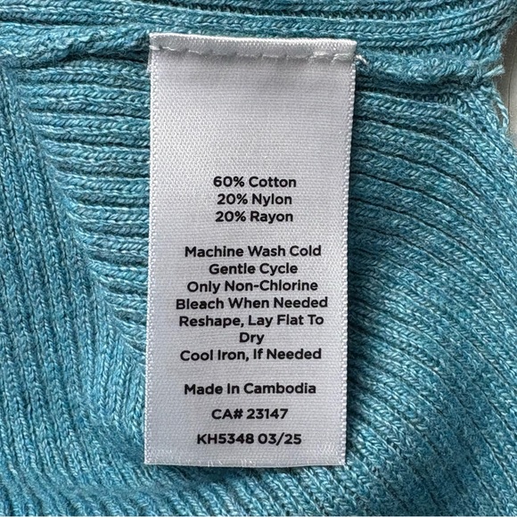 NWT Talbots Ribbed Mock Neck Sweater Size M Medium Ocean Blue Long Sleeve - Picture 8 of 9